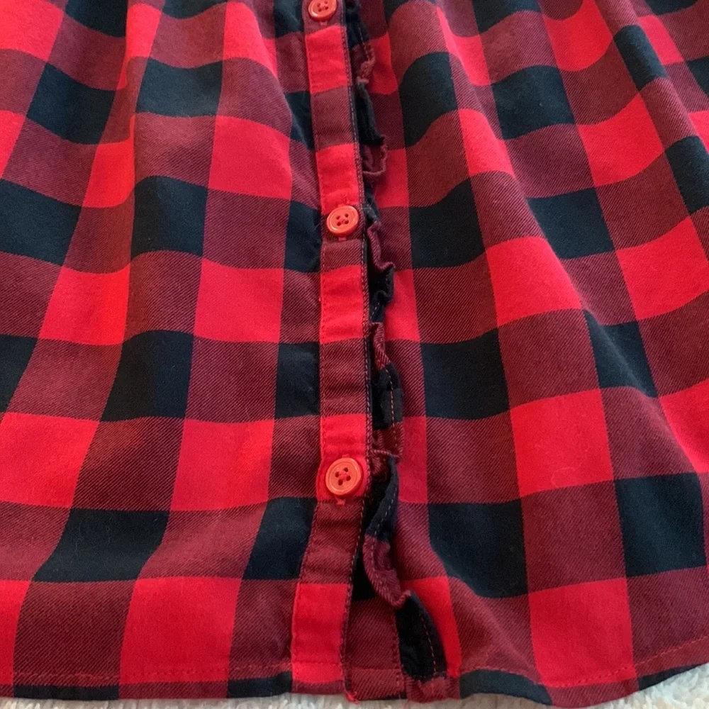 Gap Girl’s Buffalo Plaid Dress 5 Red & Black EUC